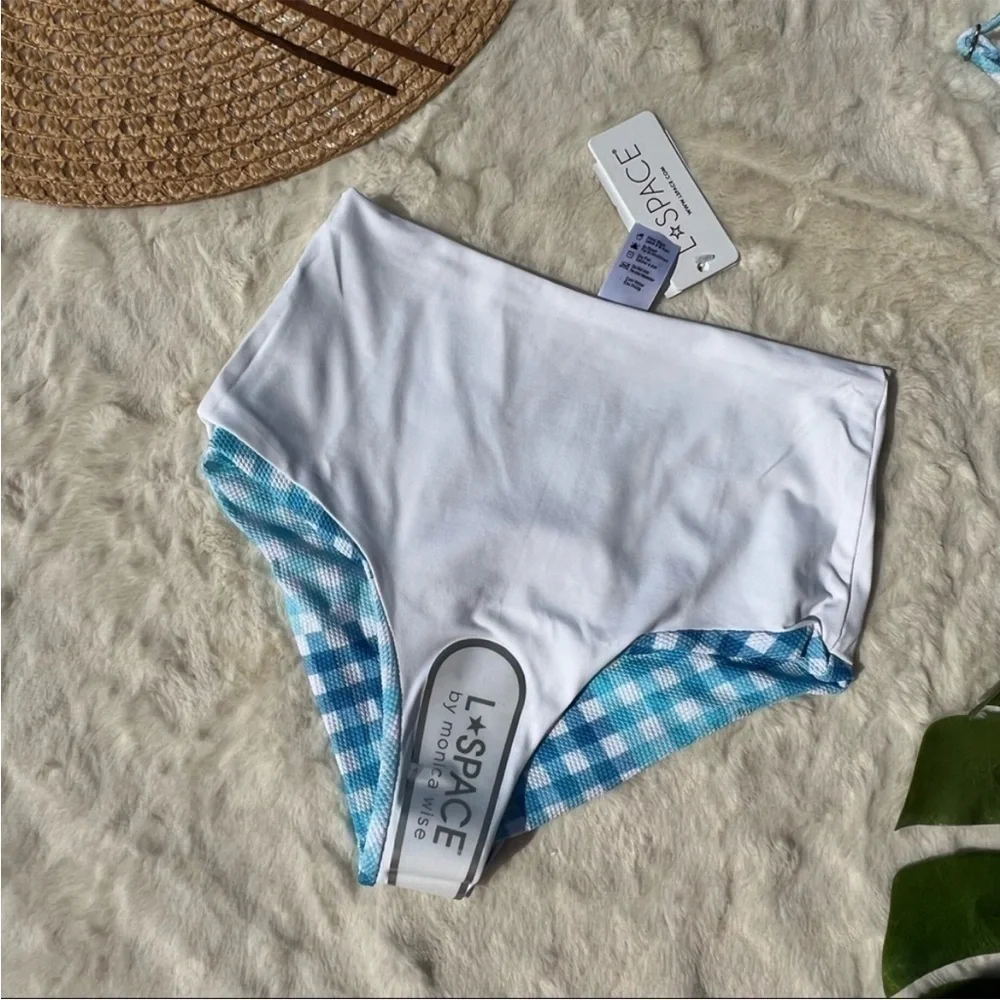 L Space Picnic Plaid High Waisted Bikini Set